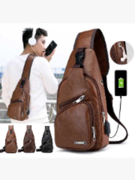 Vintage Leather Sling Bag Crossbody Backpack for Travel
